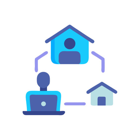 Remote work network flat style icon illustration graphic designのイラスト素材