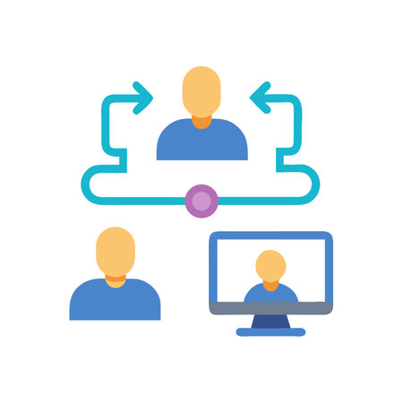 Online communication platform graphic illustrates teamwork and networkingのイラスト素材