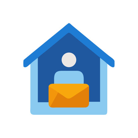 Stylized home with person and email, business message conceptのイラスト素材