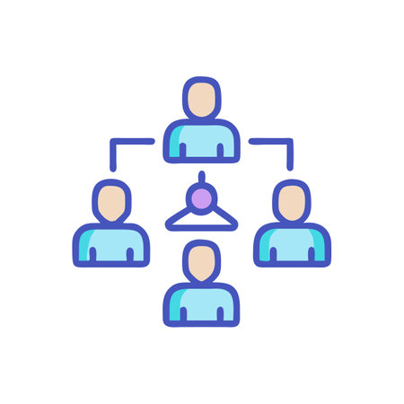 Organizational Chart Icon Illustration on Black Background, Flat Styleのイラスト素材