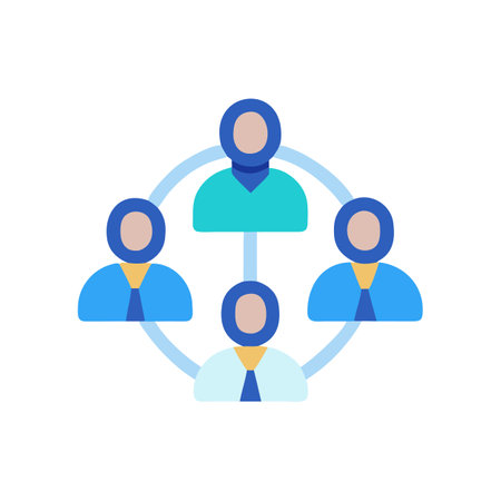 Organization structure connecting people with hierarchical connections and relationshipsのイラスト素材