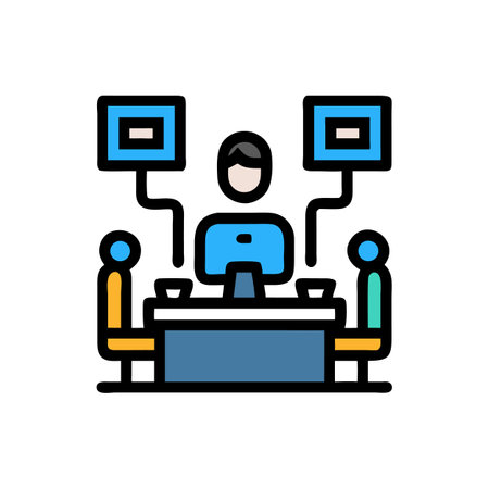 Icon illustration of a business meeting or event setupのイラスト素材