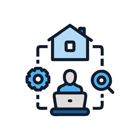 Remote work vector illustration of person working from homeのイラスト素材