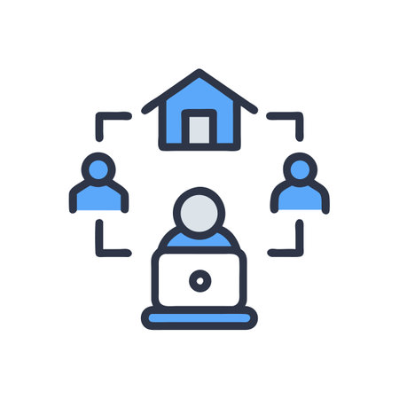 Remote Work Connection Illustrating Home Office and Team Collaborationのイラスト素材