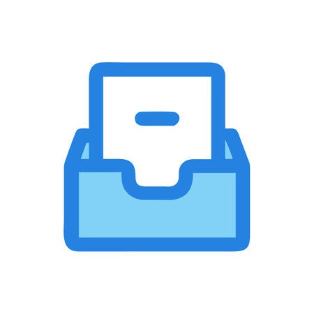 Blue document inbox tray icon, digital flat designのイラスト素材