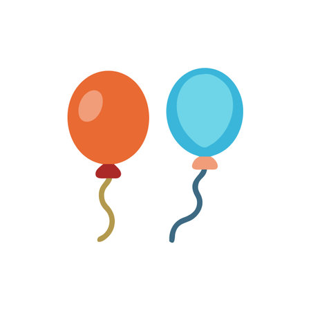 Two flat design balloons against a black backgroundのイラスト素材