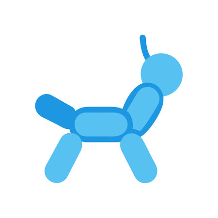 Stylized blue balloon dog illustration isolated on a black backgroundのイラスト素材