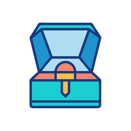 Open jewelry box illustration with ring inside flat designのイラスト素材