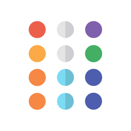 Grid of multicolored circles on black background design templateのイラスト素材