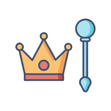Royal crown and scepter in simple design flat layのイラスト素材
