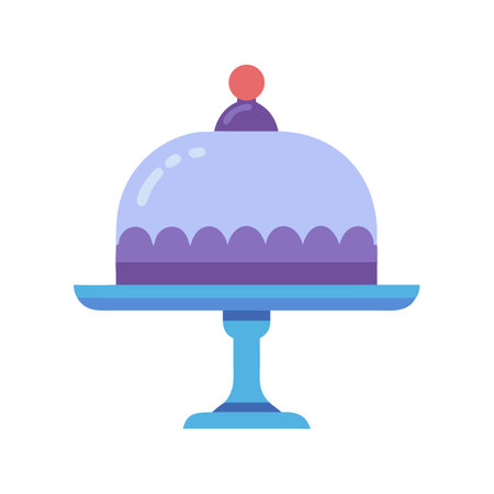 Whimsical dome cake with cake stand on black backdropのイラスト素材