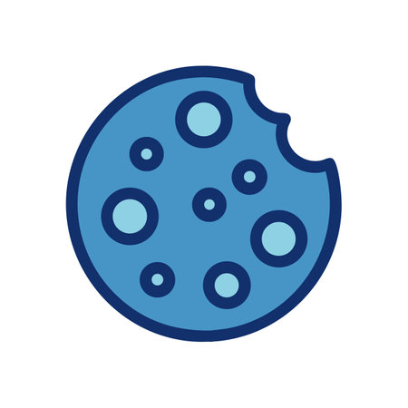 Bitten blue cookie icon on black background illustration designのイラスト素材