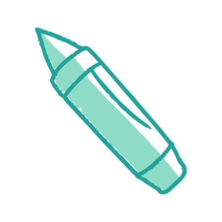 Teal crayon drawing isolated on black background illustrationのイラスト素材
