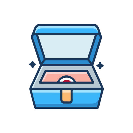 Open blue jewelry box with ring inside illustrationのイラスト素材
