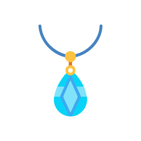 Cartoon necklace with a blue teardrop shaped crystal gemのイラスト素材