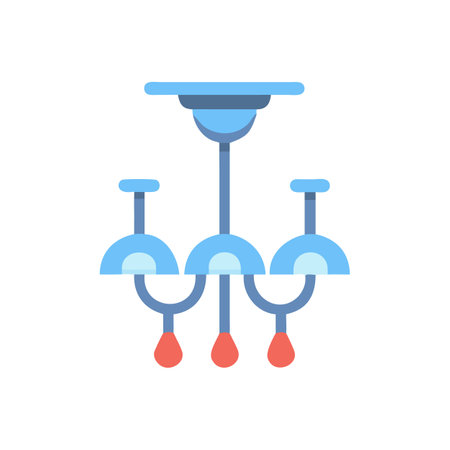 Flat design chandelier illustration with three lights on blackのイラスト素材