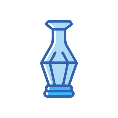 Stylized blue and light blue vase illustration on blackのイラスト素材