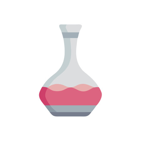 Elegant glass vase with pink liquid on black backgroundのイラスト素材