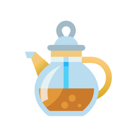 Minimalist Teapot Illustration with Orange Liquid on Black Backgroundのイラスト素材