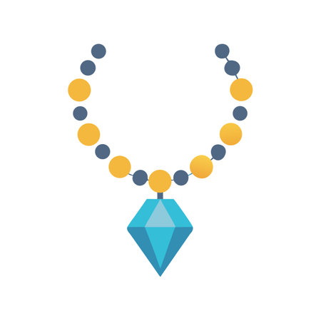 Flat graphic jewelry with blue gem pendant on blackのイラスト素材