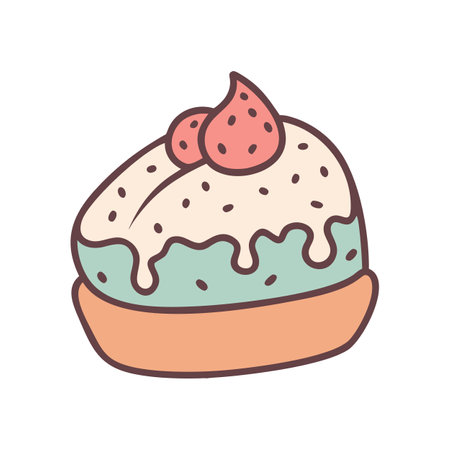 Cute vector illustration of a frosted pastel colored cakeのイラスト素材