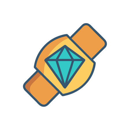 Diamond ring illustration with gold band on black backgroundのイラスト素材