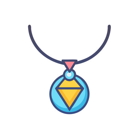 Cartoon amulet necklace with gem on black backgroundのイラスト素材