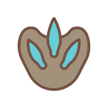 Stylized dinosaur footprint with blue claw marks on blackのイラスト素材