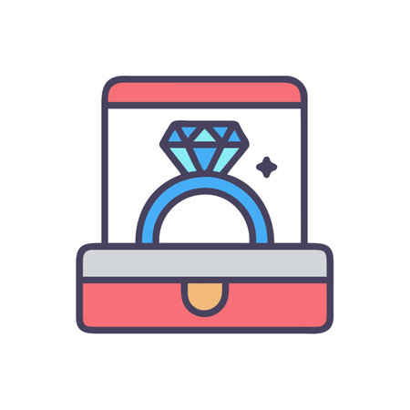 Stylized diamond ring in a gift box illustrationのイラスト素材