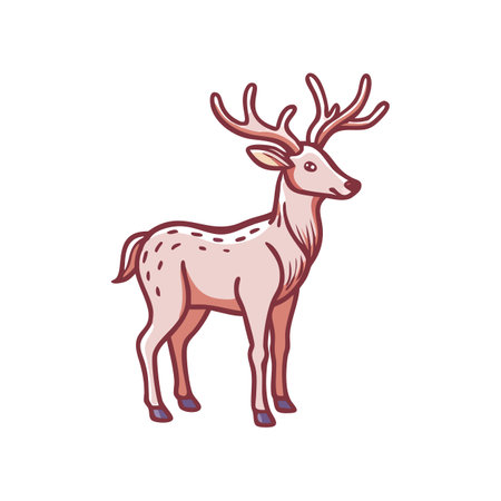Isolated cartoon deer illustration on black background full bodyのイラスト素材