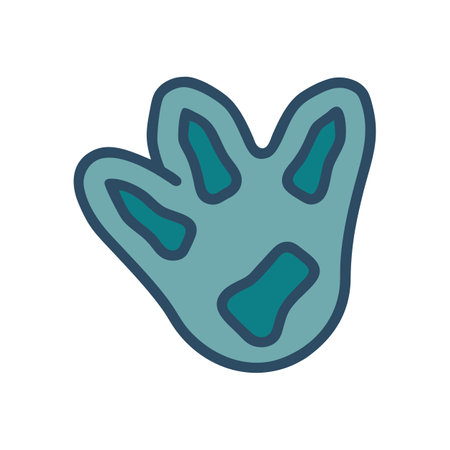 Illustration of a dinosaur footprint in teal and blueのイラスト素材