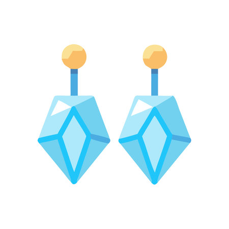Pair of blue gem earrings isolated on black backgroundのイラスト素材