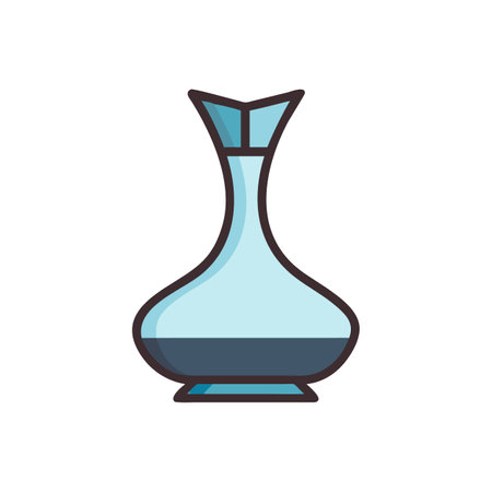 Elegant light blue vase icon on black background illustrationのイラスト素材