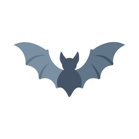 Flat design bat graphic with spread wings on blackのイラスト素材