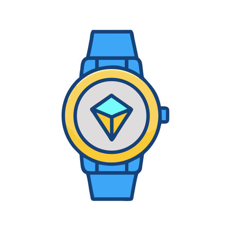 Stylized Wristwatch with Diamond Icon for Modern Technologyのイラスト素材