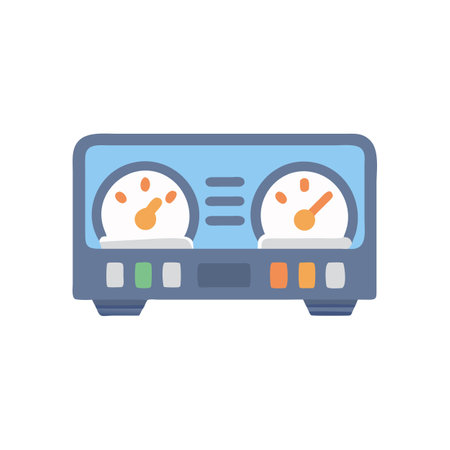 Dual gauge meter in flat design on black backgroundのイラスト素材