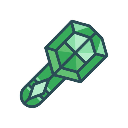 Stylized green crystal wand icon against a black backgroundのイラスト素材