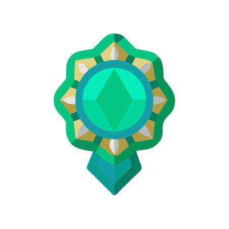Elegant Emerald Gem Badge Emblem on a Black Backgroundのイラスト素材