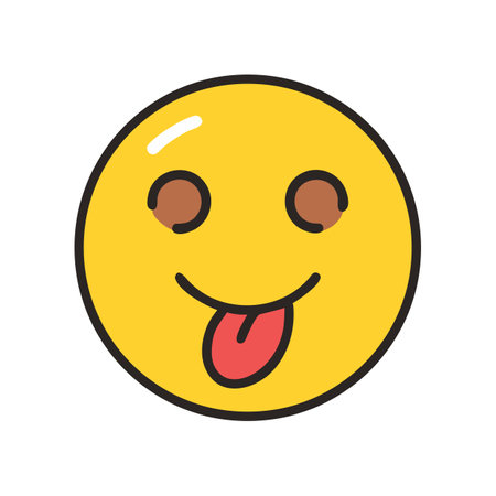 Winking smiley face with tongue out icon on blackのイラスト素材