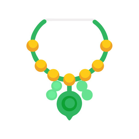 Elegant Green and Gold Necklace on Black Background Illustrationのイラスト素材