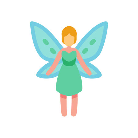 Flat fairy illustration with blue wings on black backgroundのイラスト素材