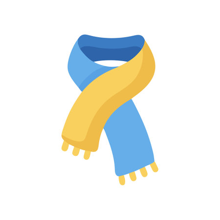 Stylized blue and yellow scarf on isolated black backgroundのイラスト素材