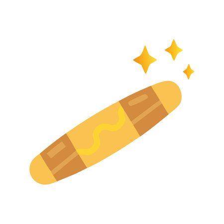 Digital illustration of a magical wand on black backgroundのイラスト素材