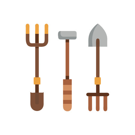 Set of garden tools aligned over a black backdropのイラスト素材