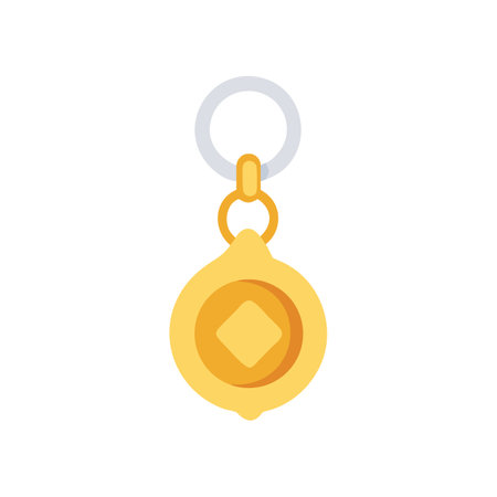 Golden amulet key chain on dark background illustrationのイラスト素材