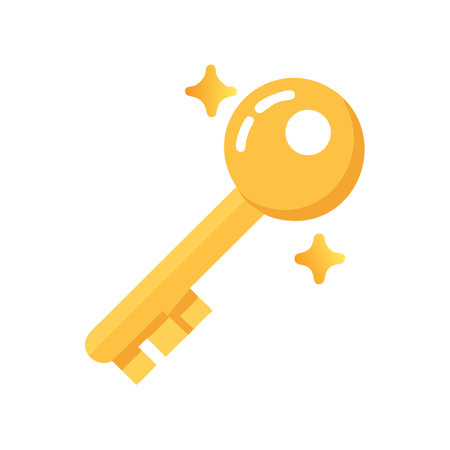 Golden key with shining stars on a black backgroundのイラスト素材