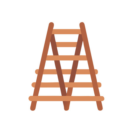 A simple cartoon brown ladder against a black backgroundのイラスト素材