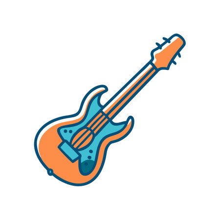 Stylized electric guitar illustration with orange and blue paletteのイラスト素材