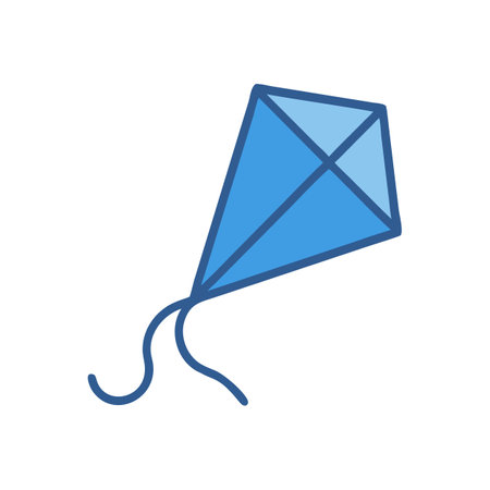 Illustration of a blue kite on a black backgroundのイラスト素材
