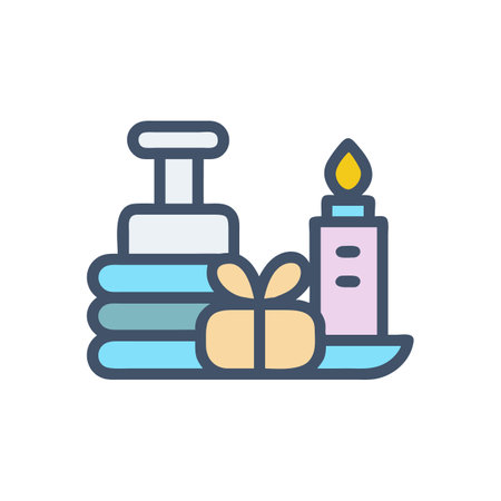Spa themed vector graphic with relaxation objects on blackのイラスト素材